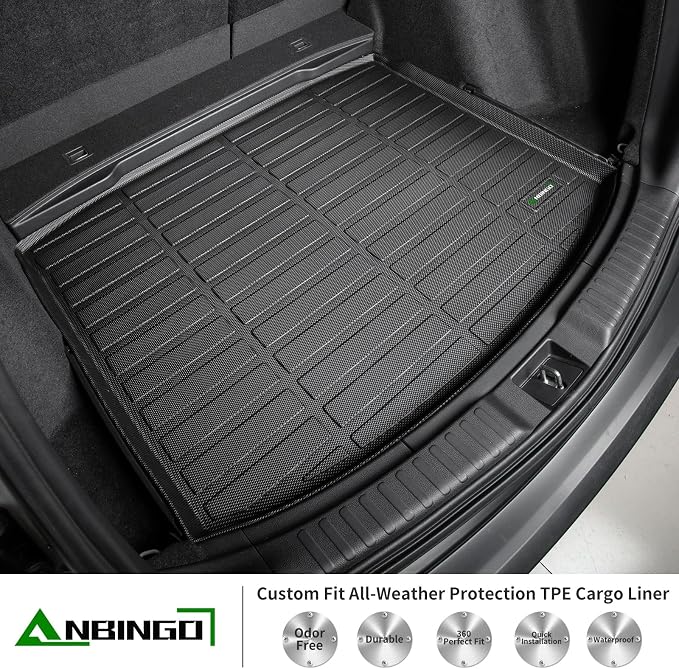 ANBINGO® All Weather Cargo Liner for 2027 2026 2025 2024 2023 Honda HR-V, Fits LX/Sport/EX-L FWD&AWD (Include w/o BSI Model) Custom Fit HRV Waterproof (Trunk Mat) - Black