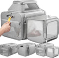 Top-Side Expandable Pet Carrier, Treat Window,18x11x11 Airline Approved | for Delta American United,Soft-Sided Cat Carrier, Anti-Scratch Mesh,Lockable Zippers,Dog Carrier for Kitten,Rabbit,Puppy,Grey