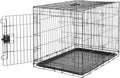 Amazon Basics Durable, Foldable, Collapsible, Portable Metal Wire Dog Crate with Tray, Single Door with Divider Panel, Easy to Assemble & Clean, 36 x 23 x 25 in, Black