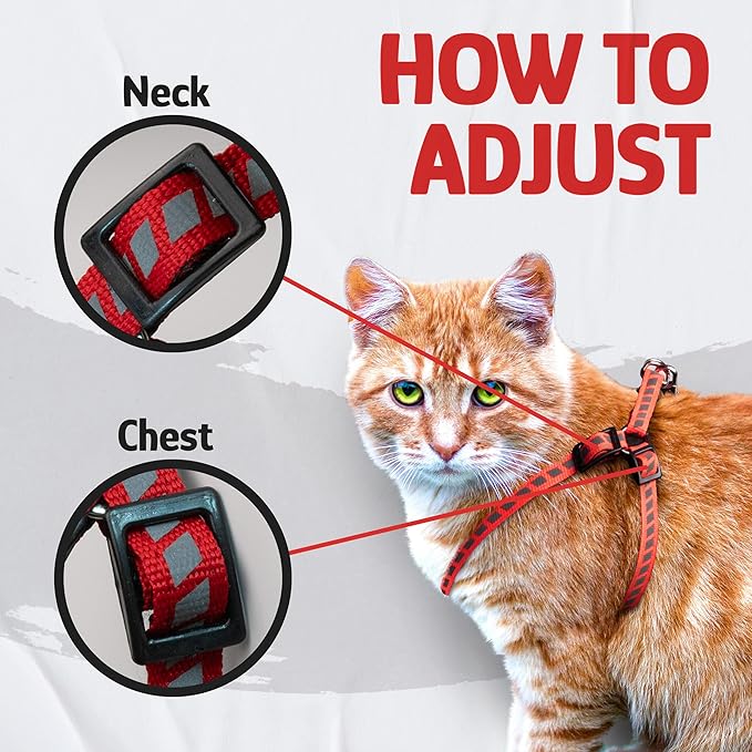 Filbert Cat Harness and Leash Set with Reflective Strip, Thin Cat Harness Escape Proof with Leash, Step-in, Adjustable, Indoor Outdoor, Easy-to-Put-On
