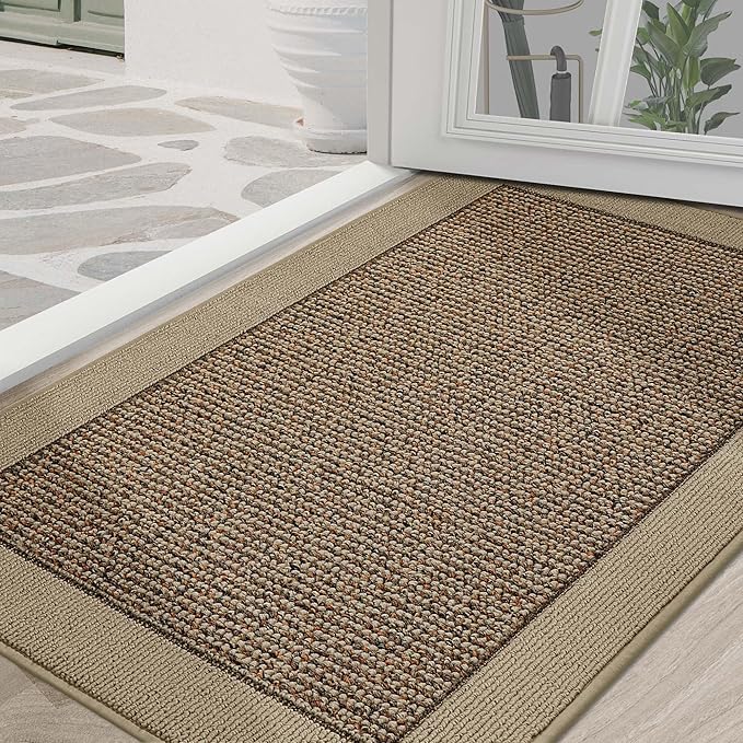 BEQHAUSE Indoor Door Mat 36" x 60", Dirt Trapper Door Mats Non-Slip Entryway Rugs Washable, Resist Dirt Absorbent Welcome Mat, Low Profile Floor Mats for Front Back Door and Entryway, Taupe