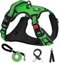 NESTROAD No Pull Dog Harness,Adjustable Oxford Dog Vest Harness with Leash,Reflective No-Choke Pet Harness with Easy Control Soft Handle for Large Dogs(Large,FluorescentGreen)