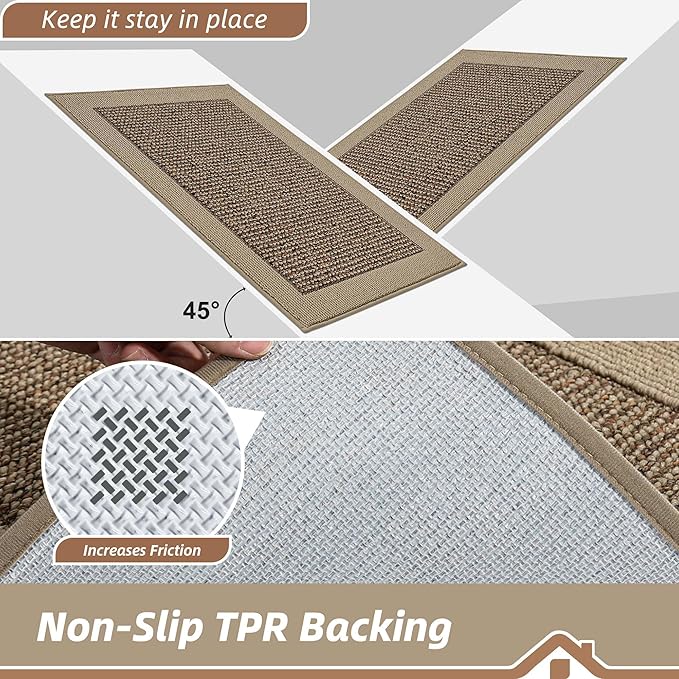 BEQHAUSE Indoor Door Mat 36" x 60", Dirt Trapper Door Mats Non-Slip Entryway Rugs Washable, Resist Dirt Absorbent Welcome Mat, Low Profile Floor Mats for Front Back Door and Entryway, Taupe