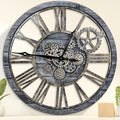 HOIBAI Large Wall Clock, Wall Clocks for Living Room Decor 36 Inch Farmhouse Vintage Rustic Kitchen Wall Decor Vintage Roman Oversized Wall Clock for Home Bedroom House, Moving Gears Clock