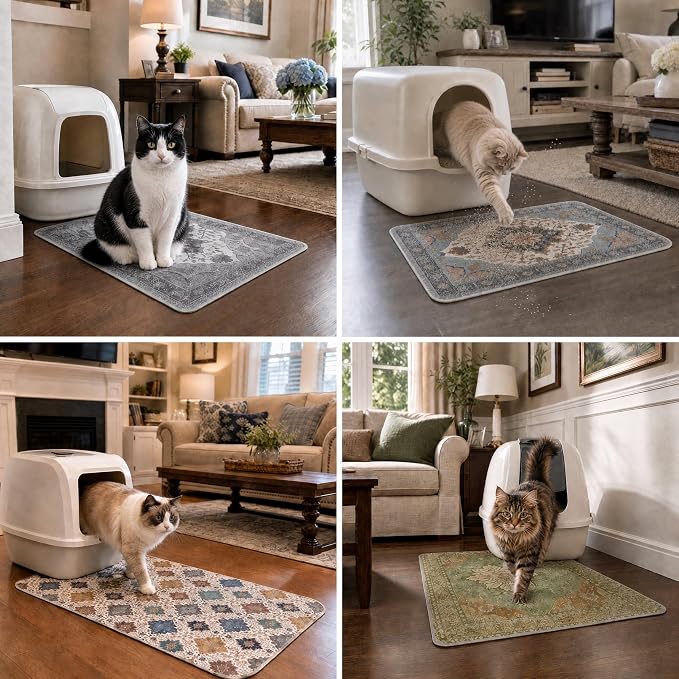 Washable Pee Pads for Dogs and Cats,Great Urine Absorbent Reusable Puppy Training Pads,Waterproof,Leak-Proof & Non-Slip Cat Litter Box Mat for Whelping,Crate,Playpen,Bed.(Gray Floral,18"x28")