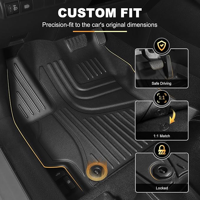 AOMSAZTO Floor Mats Compatible with Toyota Corolla Sedan 2014-2019, Heavy Duty TPE All Weather Automotive Floor Mats, 1st & 2nd Row Full Set Floor Liners, Anti Skid Car Mats(not fit for Hatchback)