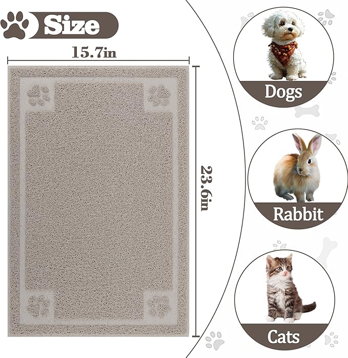 Darkyazi Pet Feeding Mat Large for Dogs and Cats,24"×16" Flexible and Easy to Clean Feeding Mat,Best for Non Slip Waterproof Feeding Mat. (Gray Sand)