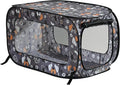 Beatrice Home Fashions Portable, Collapsible, Pop Up Kennel Travel Cat and Dog Crate, 24" L x 16.6" W x 16" H, Face of Love
