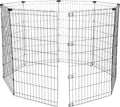 Amazon Basics Foldable Octagonal Metal Exercise Dog Playpen - Indoor/Outdoor, No Door, Large (8 Panels, 24 x 42), Easy to assemble, store, and customize, 42" - Large, Black
