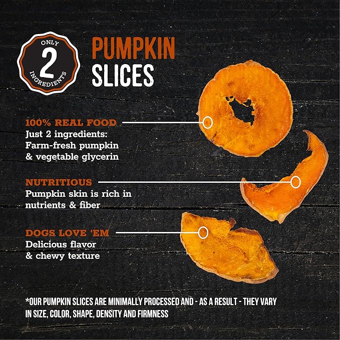 Wholesome Pride Pumpkin Slices 100% All-Natural Limited Ingredient Dehydrated Dog Treats, 5 oz