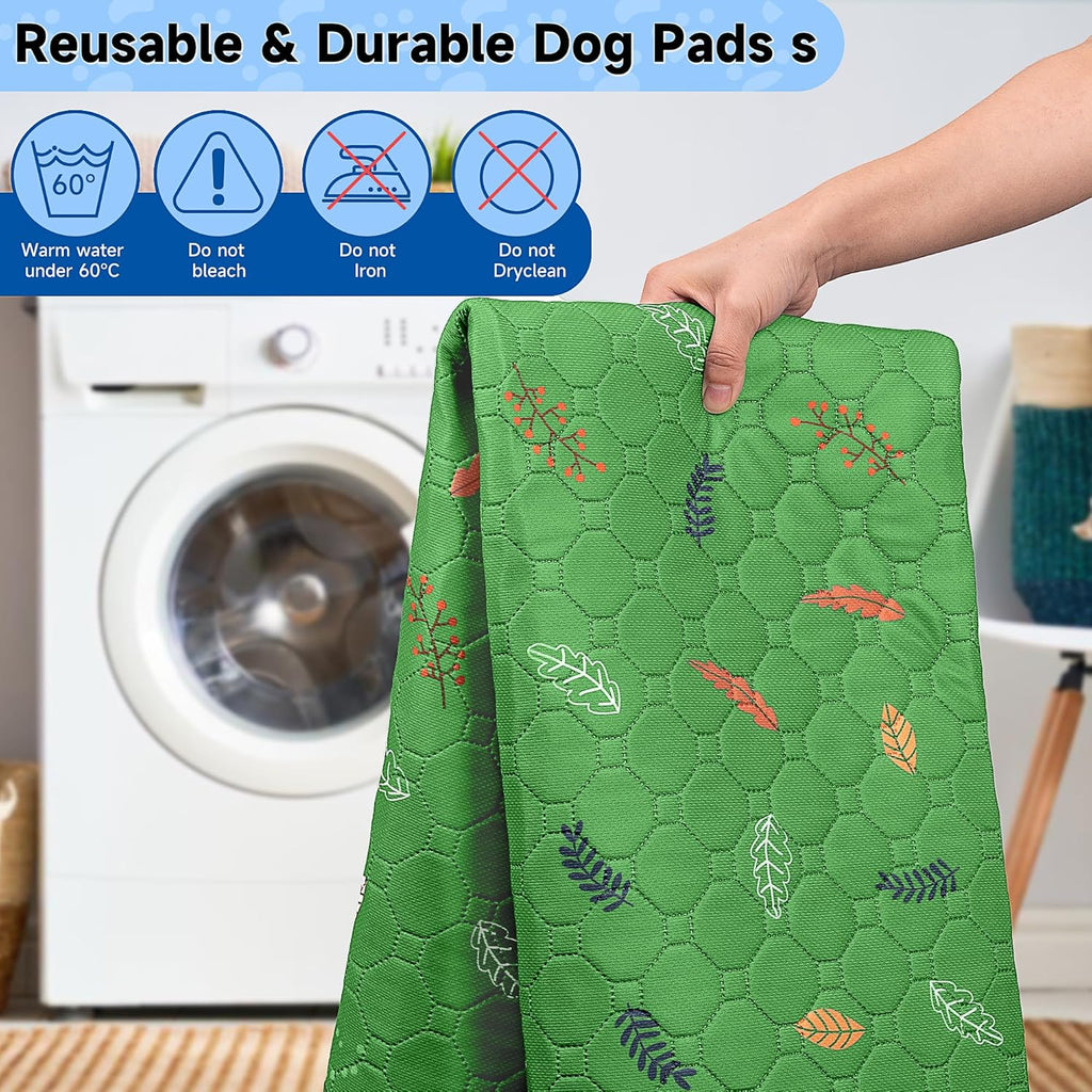 Sunheir Washable Pee Pads for Dogs Extra Large 48" x 60" 2-Pack, Reusable Puppy Pads Pet Training Pads for Dog Playpen Indoor, Waterproof Dog Pee Pads for Puppy Playpen, Whelping Pad - Green