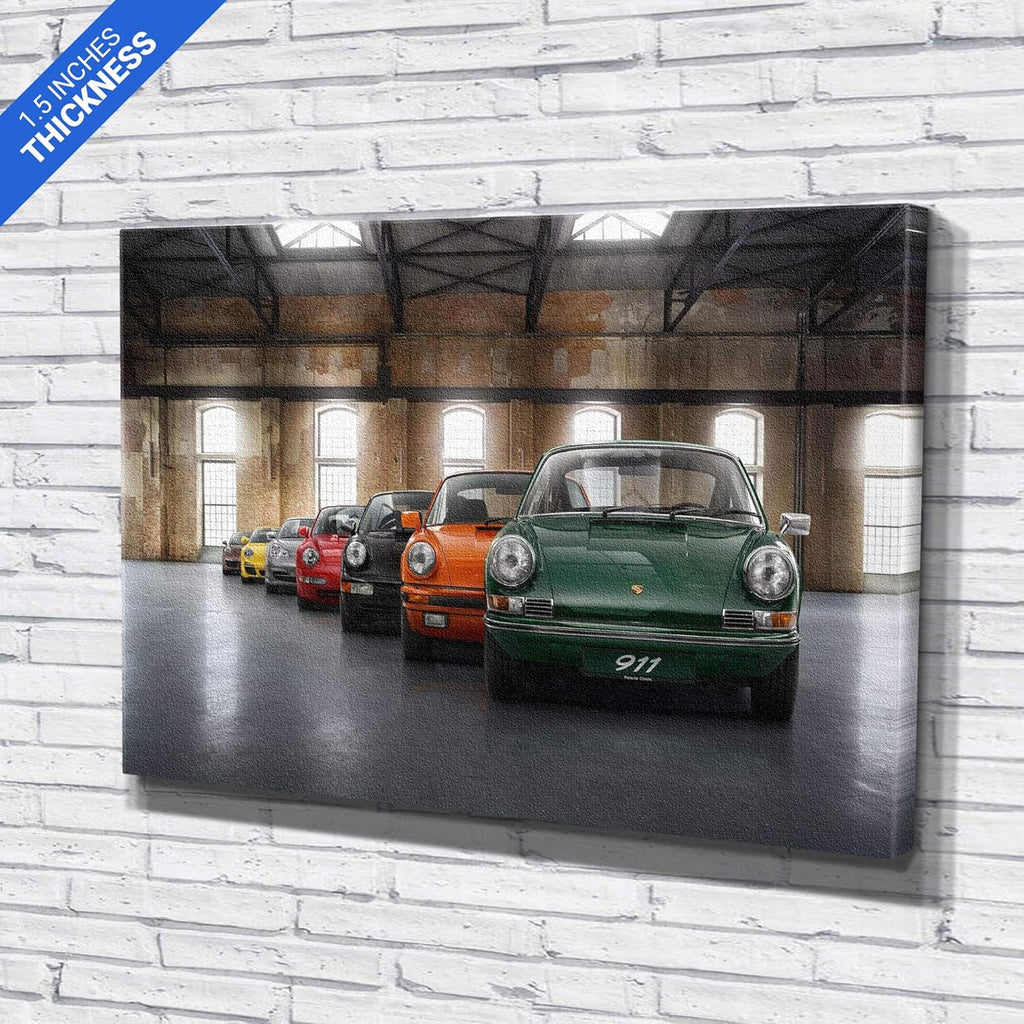 Porsche Car 911 Color Revolution Canvas Art Print Picture Wall Home Decor - Various Sizes (12in x 8in Gallery Wrapped)
