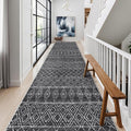 Washable 2.6x14 Runner Rug Moroccan: Hallway Rugs Non Slip Geometric Bedroom Rugs - Soft Long Low Pile Boho Carpet - Modern Floor Mats for Kitchen Entryway Laundry 2'6"x14' Black