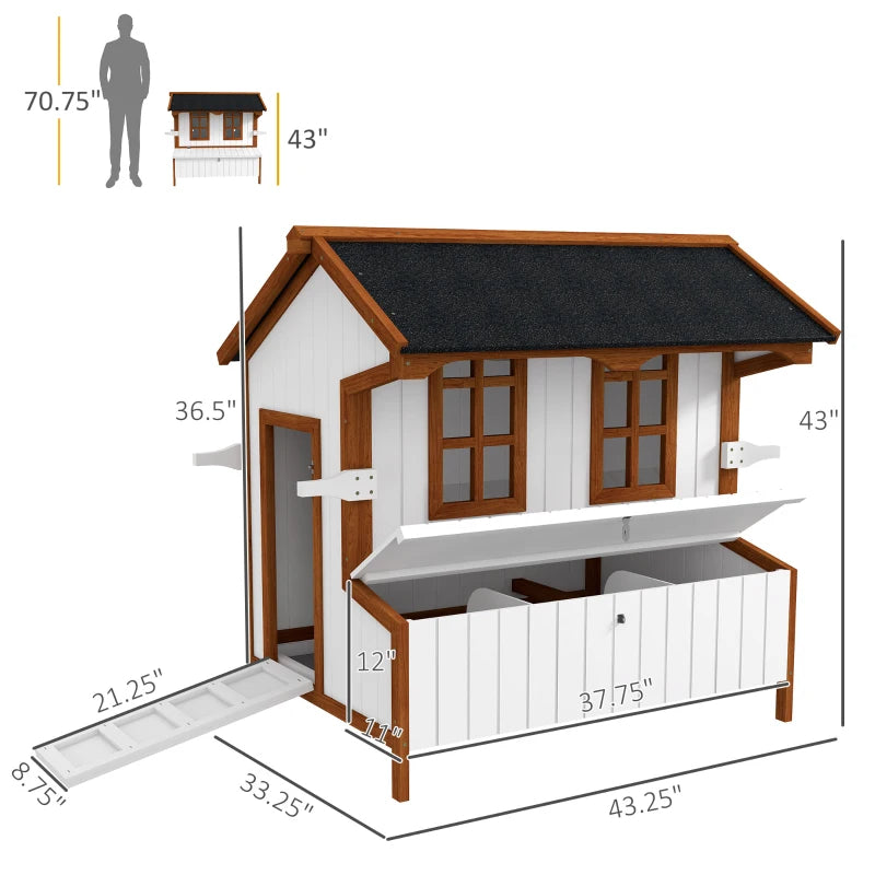 47Chicken Coop, Wooden Chicken House Raised Rabbit Hutch With Waterproof Roof, Nesting Box And Handles For 3-5 Hens, Poultry Cage Portable Hen Pen For Backyard