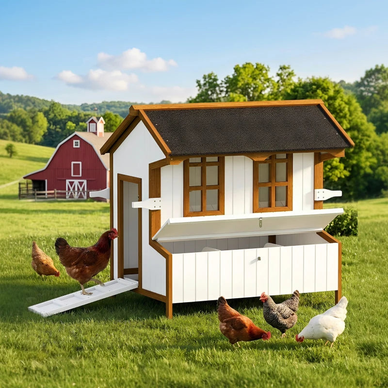 47Chicken Coop, Wooden Chicken House Raised Rabbit Hutch With Waterproof Roof, Nesting Box And Handles For 3-5 Hens, Poultry Cage Portable Hen Pen For Backyard