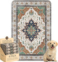 4PACK Washable Pee Pads for Dogs,Great Urine Absorbent Reusable Puppy Training Pads,Waterproof,Leak-Proof & Non-Slip Potty Pads for Whelping,Crate,Playpen,Bed.(Dark Teal Floral,24"x36")