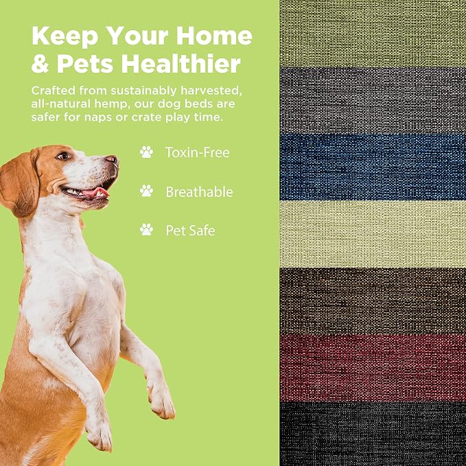 XX-Large - 54 x 36 x 6 - Black Premium Organic Hemp Dog Bed - CertiPUR Fill - Removeable Cover
