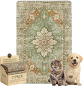 Washable Pee Pads for Dogs and Cats,Great Urine Absorbent Reusable Puppy Training Pads,Waterproof,Leak-Proof & Non-Slip Cat Litter Box Mat for Whelping,Crate,Playpen,Bed.(Green Floral,18"x28")