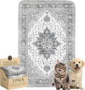 Washable Pee Pads for Dogs and Cats,Great Urine Absorbent Reusable Puppy Training Pads,Waterproof,Leak-Proof & Non-Slip Cat Litter Box Mat for Whelping,Crate,Playpen,Bed.(Gray Floral,18"x28")