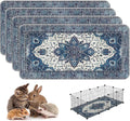 4PACK Washable Guinea Pig Pee Pads,Absorbent Reusable Guinea Pig Cage Liners,Waterproof,Leak-Proof & Non-Slip Potty Pads for Small Animals Rabbit Hamster Rat.(Dark Navy Floral,24"x48")