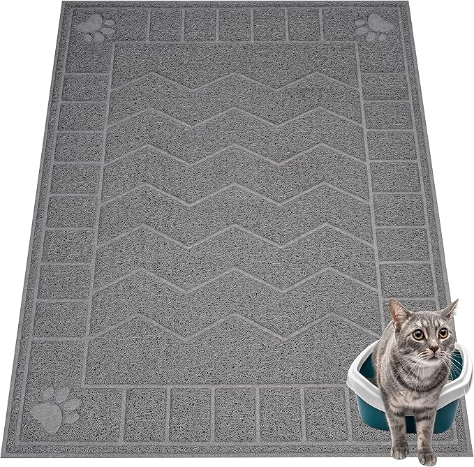 Cat Litter Mat, Litter Trapping Mat Soft on Kitty Paws, 47" x 35" Kitten Litter Box Mat for Cleaner Floors, Waterproof, Easy Clean, Durable XL Large Size Cat Litter Pad for Kitten.