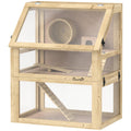 3 Tier Wooden Hamster Cage w/ Detachable Bottom, Hut, Seesaw, Exercise Wheel, Ramps, 24" x 16" x 29.5"