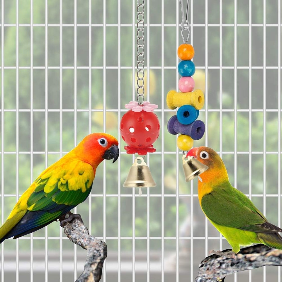 Bird Parakeet Toys Swing Hanging Standing Chewing Hammock Climbing Ladder Bird Cage Colorful Toys Suitable For Budgerigar
