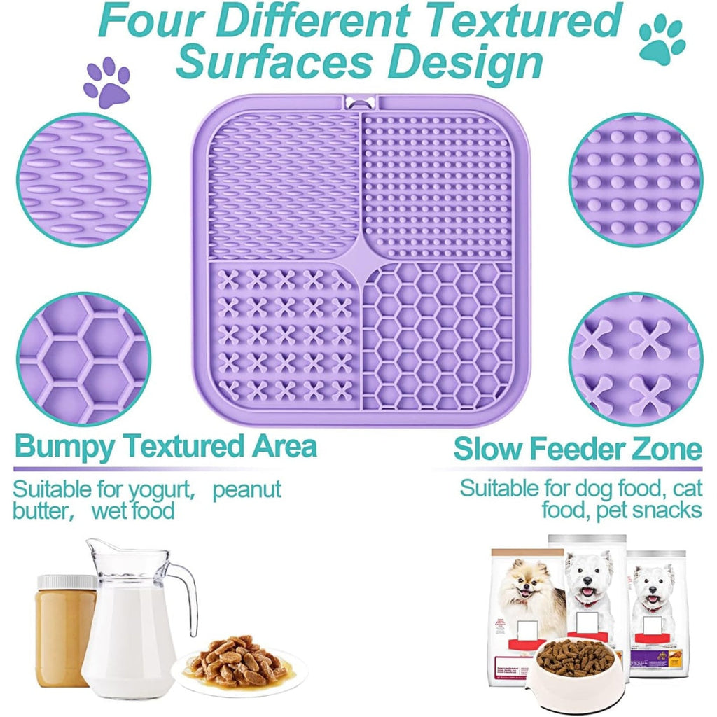 Lick Mat For Dogs  Cats 2 Pack, Slow Feeder Licking Pad With Suction Cups For For Anxiety Relief And Boredom Reducer, Perfect For Bathing Grooming