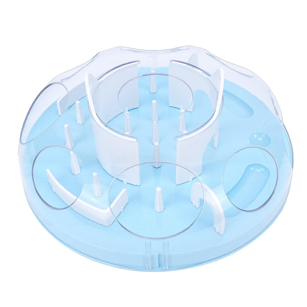 Interactive Cat Puzzle Feeder Funny Cat Puzzle Food Dispenser Enrichment Toy For Pets Play And Exercise Blue