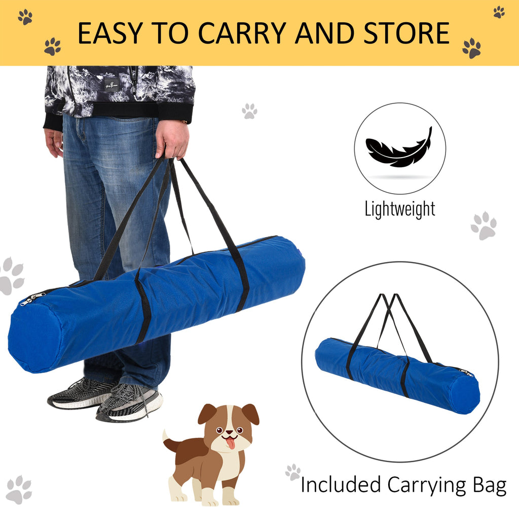 4 Piece Dog Agility Starter Kit with Adjustable Height Jump Bars, Included Carry Bag & Displacing Top Bar - Blue