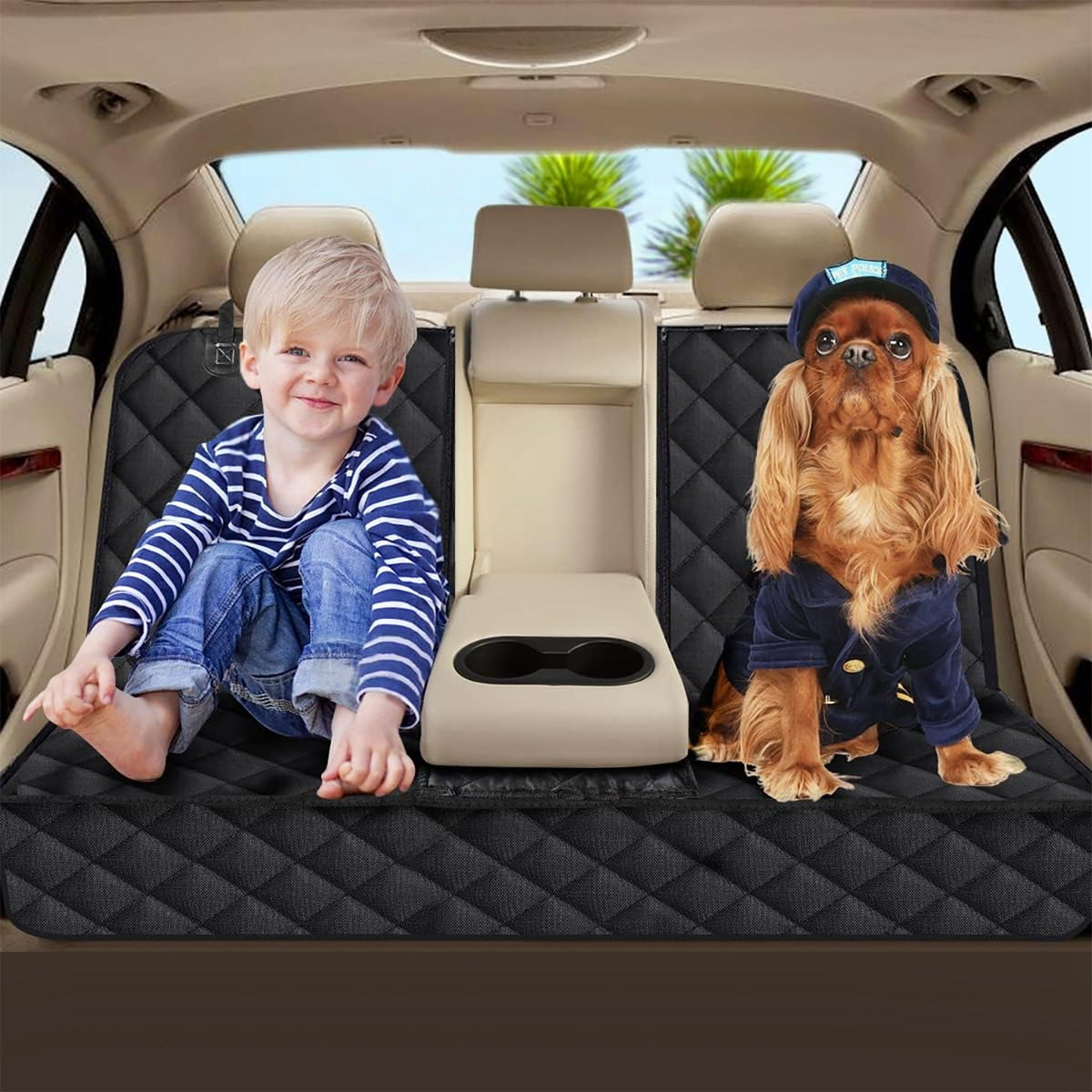 1Pc Dog Car Seat Cover Waterproof Scratchproof Pet Car Rear Protector Mat Pet Back Seat Cover With Dog Seat Belt For Car Truck SUV