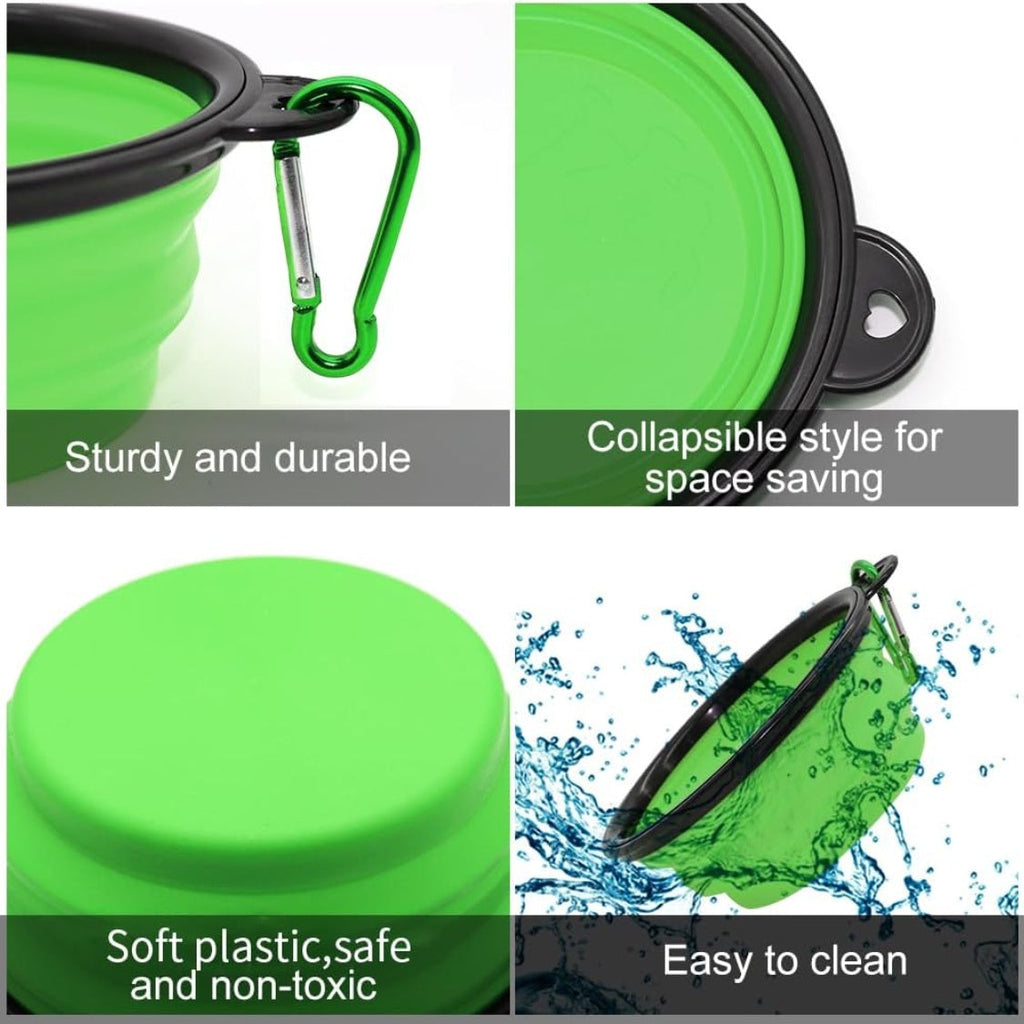 Dog Bowl Pet Collapsible Bowls, 2 Pack For Cats Dogs, Portable Pet Feeding Watering Dish For Walking Parking Traveling With 2 Carabiners