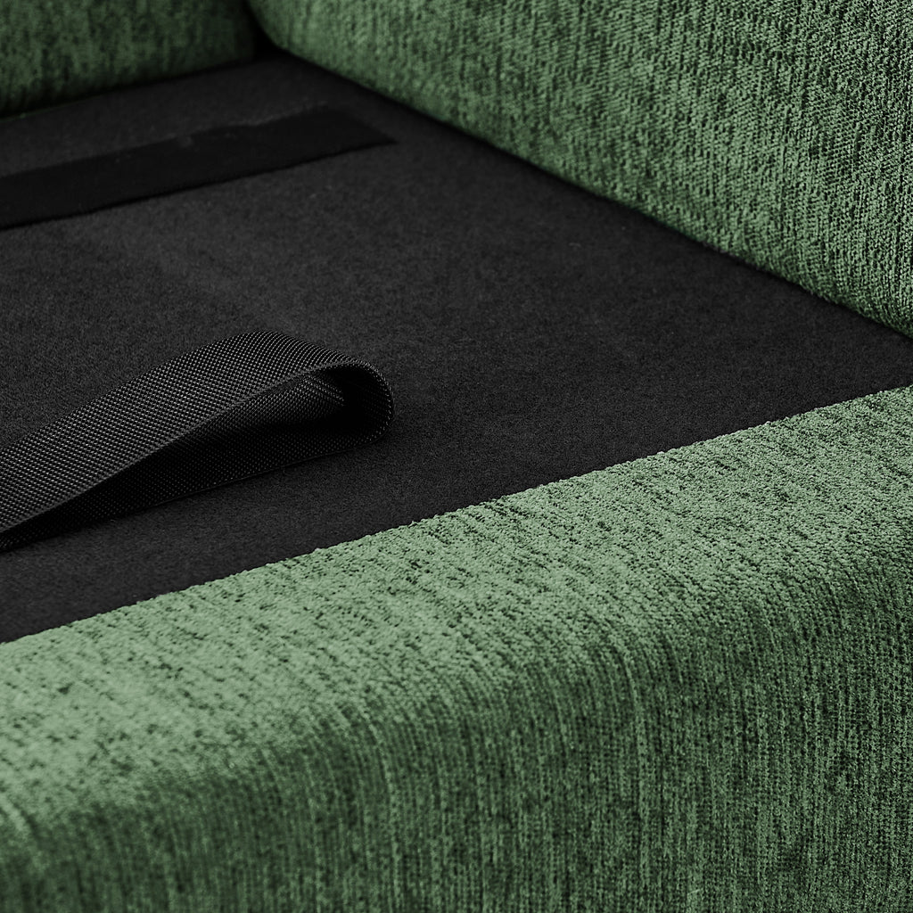 Oversized Pet Sofa, Curved Armrest Rectangular Dog Sofa, Linen Fabric Comfort Pet Couch for Large & Oversized Dogs-Olive Green