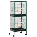 Large Bird Cage with 1.7 ft. Width for Wingspan, Bird Aviary Indoor with Multi-Door Design, Fit for a Canary, Finch, Conure, 55", Green