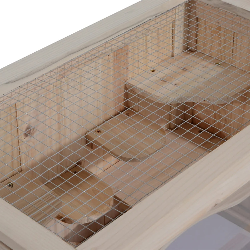 2-Level Hamster Cage Mice And Rat House,  With Openable Top, Front Door, Shelf And Ladder  For Hamsters, Mice And Other Small Rodents Ramps