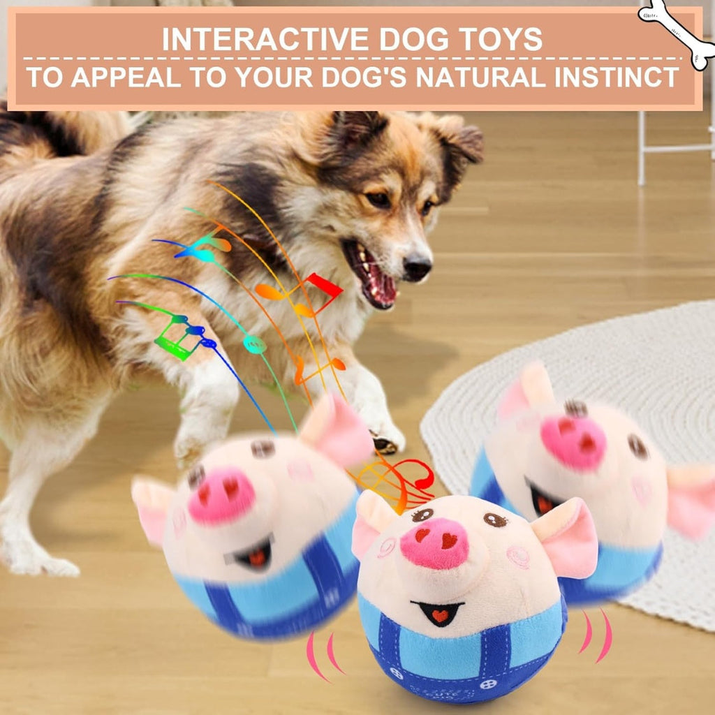 Interactive Dog Toys Pig, Jumping Squeaky Dog Toys With Recording And Music Modes, Rechargeable Moving Dog Chew Toys