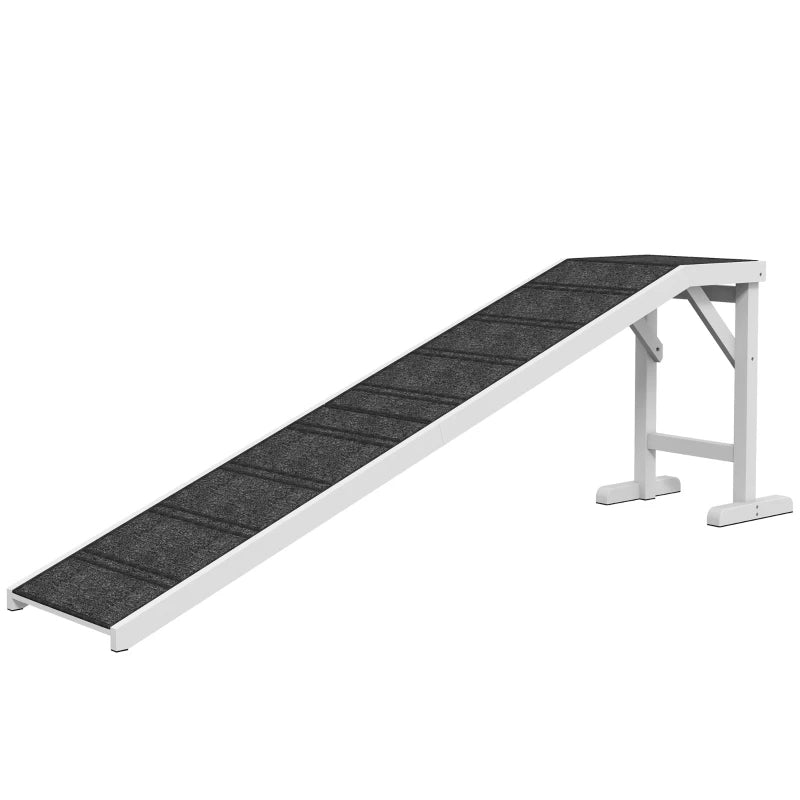 PawHut Dog Ramp Foldable With Non-slip Carpet Top Platform, Gray, White