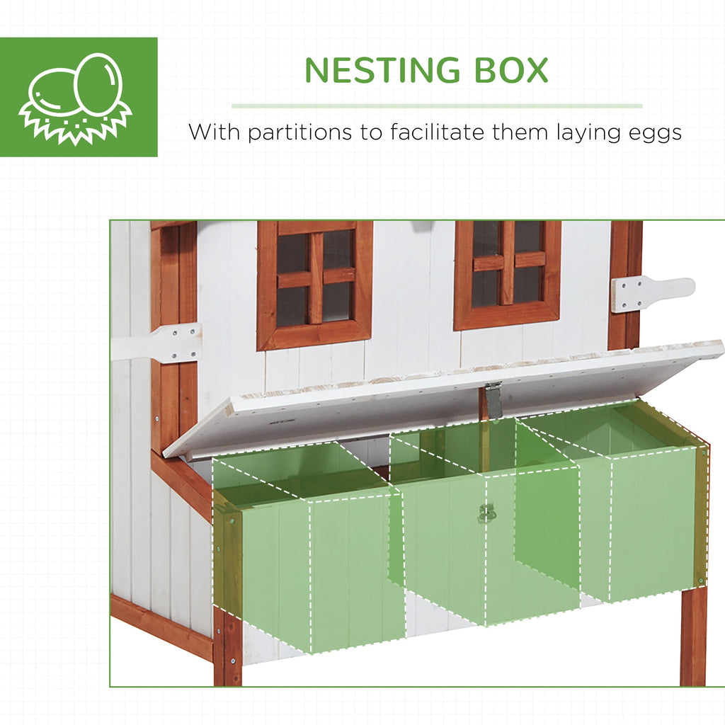 47" Chicken Coop, Wooden Chicken House Raised Rabbit Hutch with Waterproof Roof, Nesting Box and Handles for 3-5 Hens, Poultry Cage Portable Hen Pen for Backyard