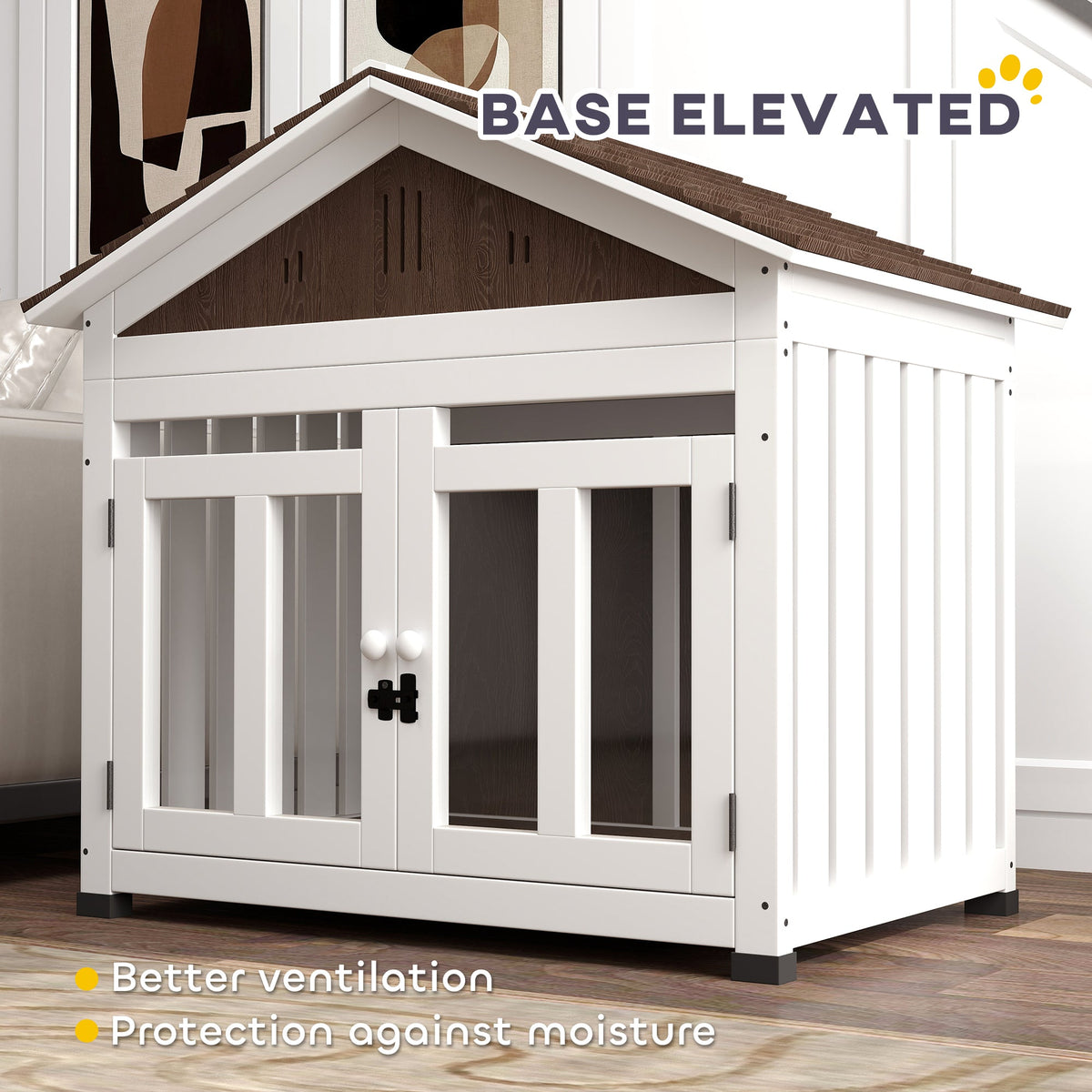 40"L Wooden Dog House Outdoor Indoor for Small, Medium, Large Dogs, with Air Vents & Elevated Removable Floor