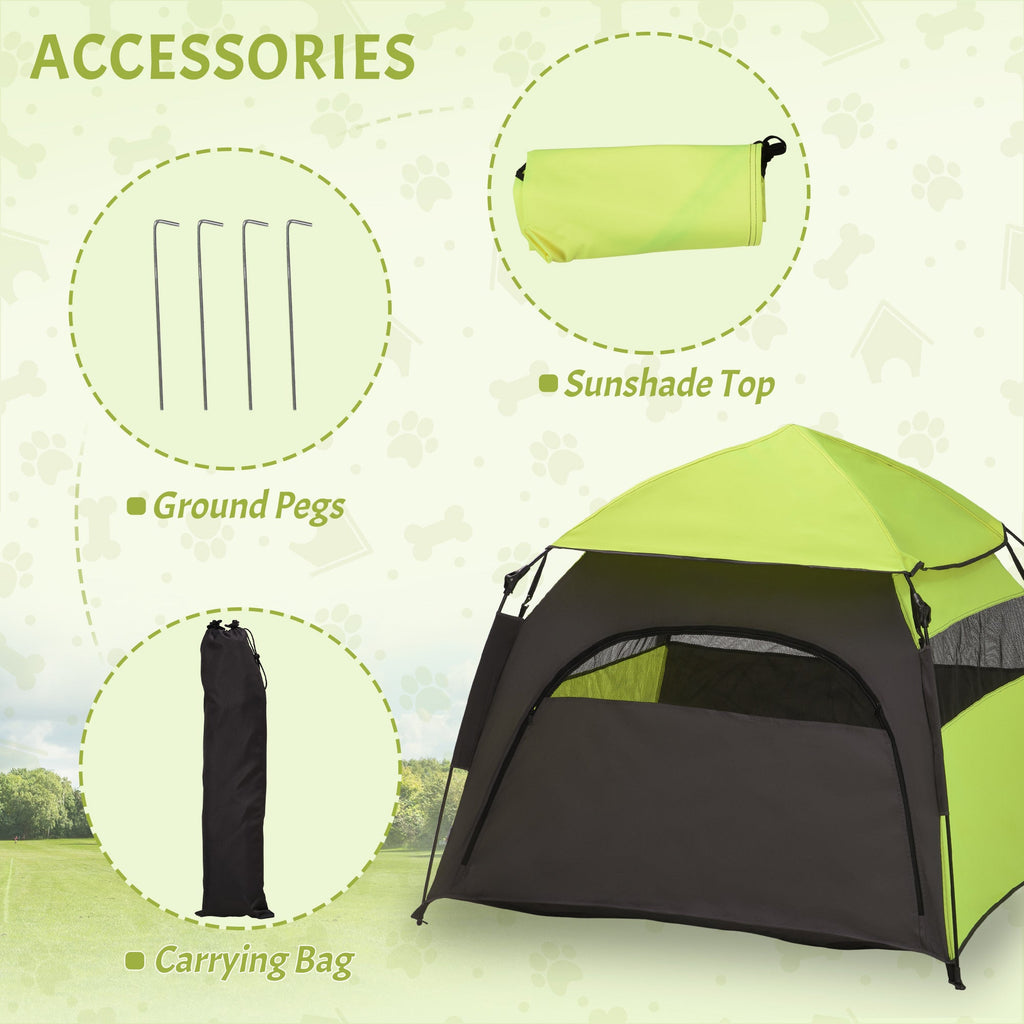 Pop Up Dog Tent for Extra Large and Large Dogs, Portable Pet Camping Tent with Carrying Bag for Beach, Backyard, Home, Green