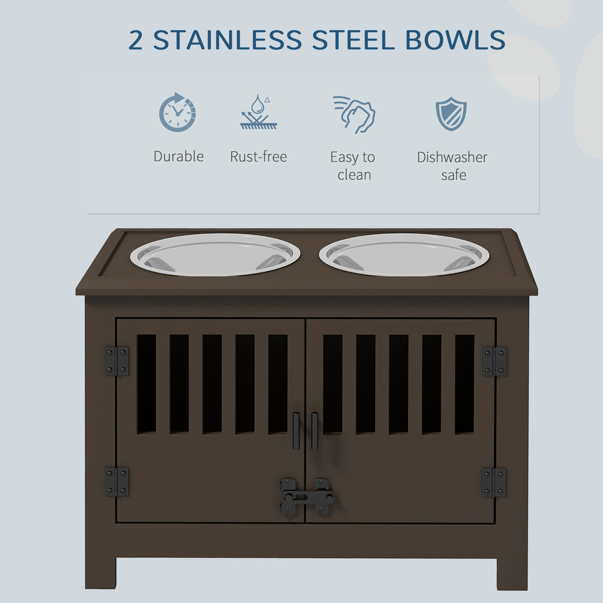 Dog Food Storage Cabinet with Bowls & Dog Feeding Station, Espresso