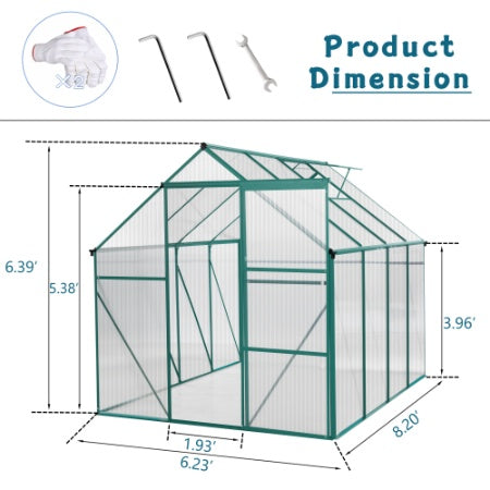 Green-6 X 8 FT Outdoor Patio Greenhouse