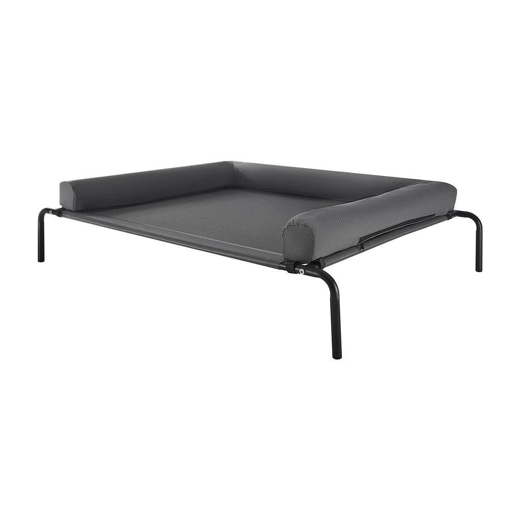 Elevated Dog Bed For Large Dogs XL, Raised Dog Bed Cot With Washable Pillow, Indoor & Outdoor Cooling Dog Bed Hammock, Heavy Duty Steel Frame Dog Bed With Breathable Teslin Mesh, Grey