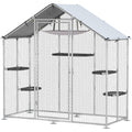 Large Catio Outdoor Cat Enclosure with Waterproof Cover, Walk-in Cat Patio w/ 5 Adjustable Platforms & Hammock