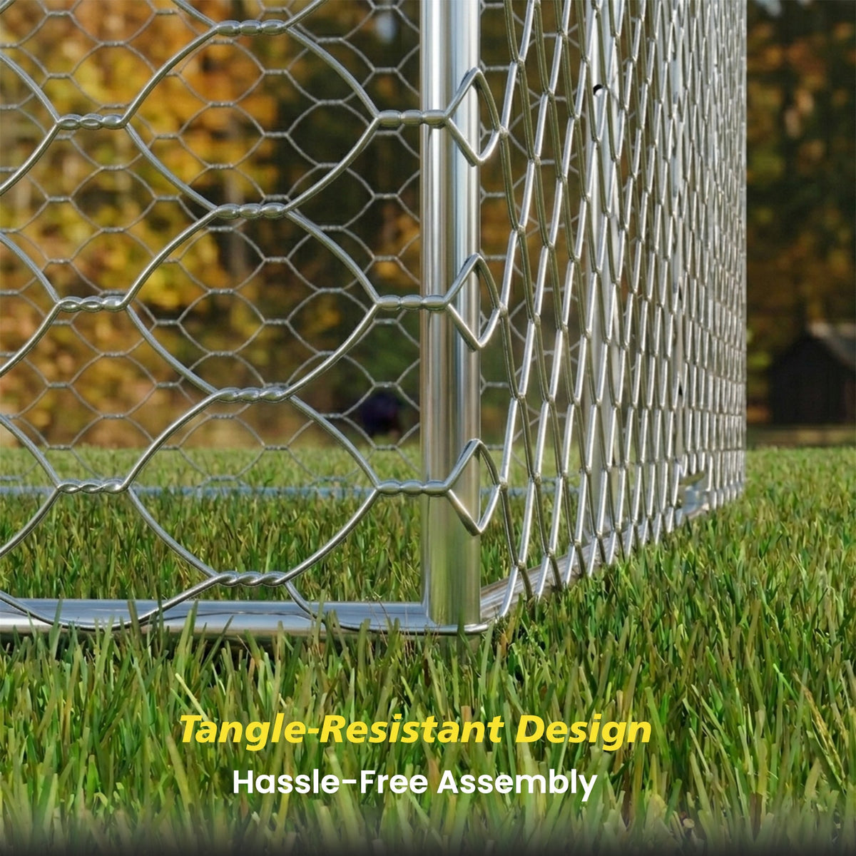 15x10 FT Large Outdoor Dog Kennel with Canopy, Heavy Duty Galvanized Steel Frame, Waterproof Cover, All-Weather Protection, Escape-Proof Lockable Pet Playpen for Large Dogs, Multiple Animals.