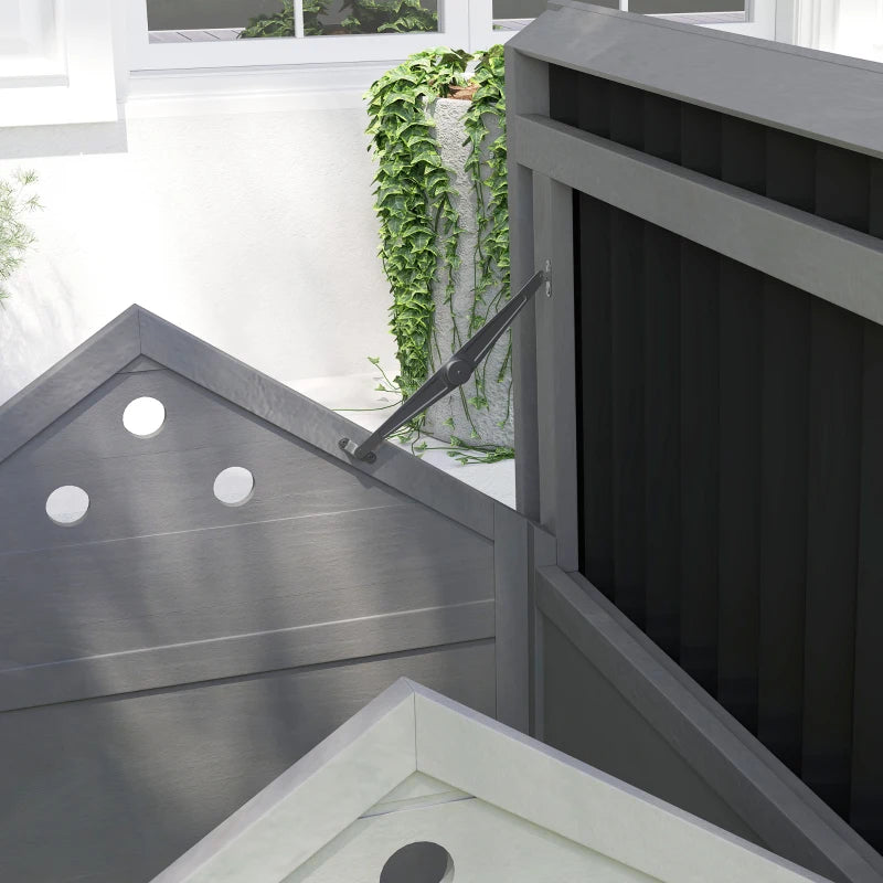 Duck Coop, Wooden Duck House With Openable Roof & Double Doors, Light Gray