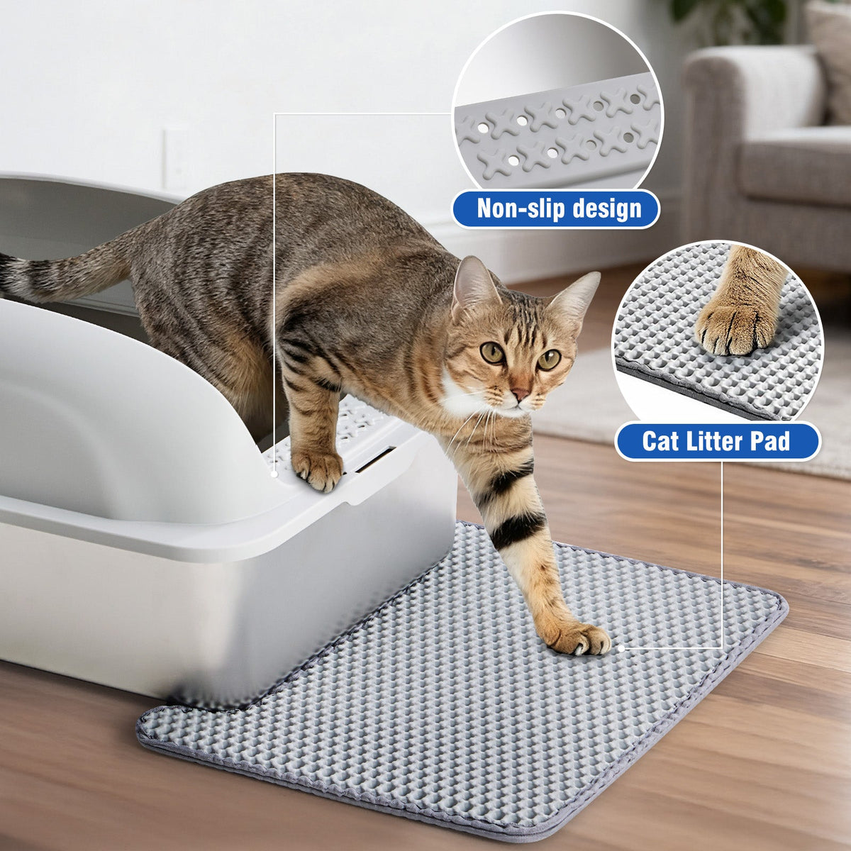 Stainless Steel Cat Litter Box With Lid, Large Cat Litter Box For Big Cats, Scoop And Mat Included
