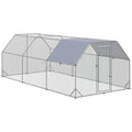 9.2 x 18.7 x 6.4 Large Chicken Coop Metal Chicken Run with Waterproof and Anti-UV Cover, Flat Shaped Walk in Fence Cage Hen House for Outdoor and Yard Farm Use, 1" Tube Diameter