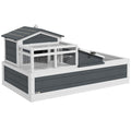 3-Room Tortoise Habitat House w/ Balcony & 2 Stories, 44" x 25.5" x 23", Gray