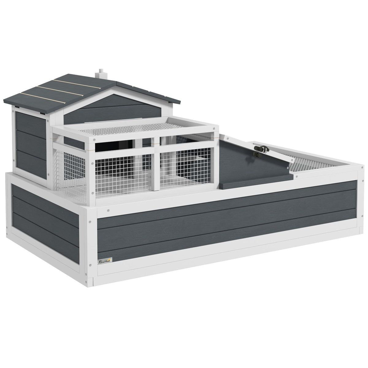 3-Room Tortoise Habitat House w/ Balcony & 2 Stories, 44" x 25.5" x 23", Gray